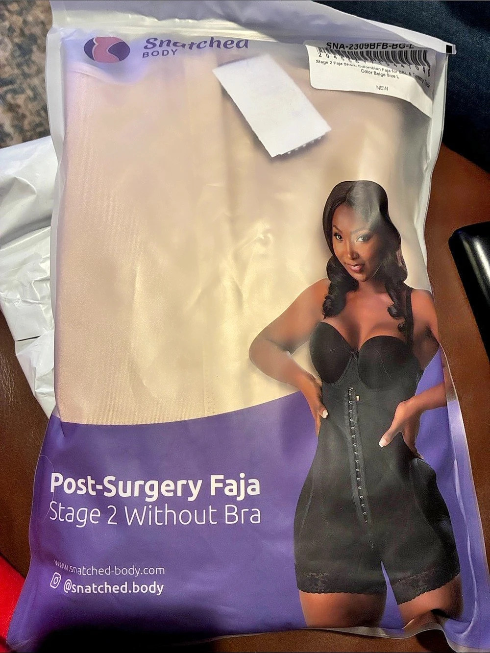 Snatched Body Stage 2 Faja Short Without Bra Beige large NWT